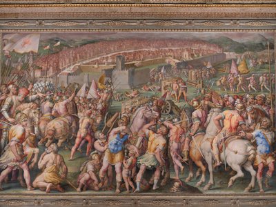 De bestorming van het fort van Stampace in Pisa door Giorgio Vasari